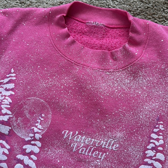 Vintage 1991 San Segal Pink White Nature Printed Graphic Crewneck Sweatshirt - Picture 2 of 6